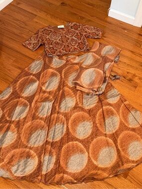 Vintage Rust & Beige Lehenga Set with Dupatta
